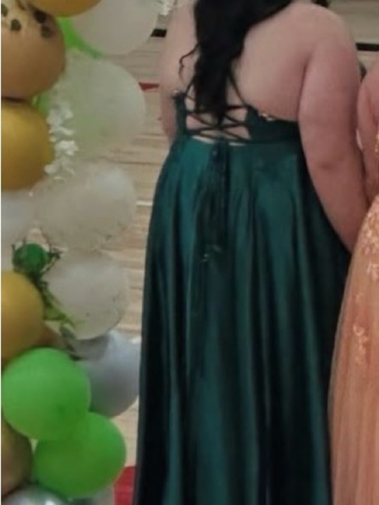Faviana Teal Satin Formal Gown